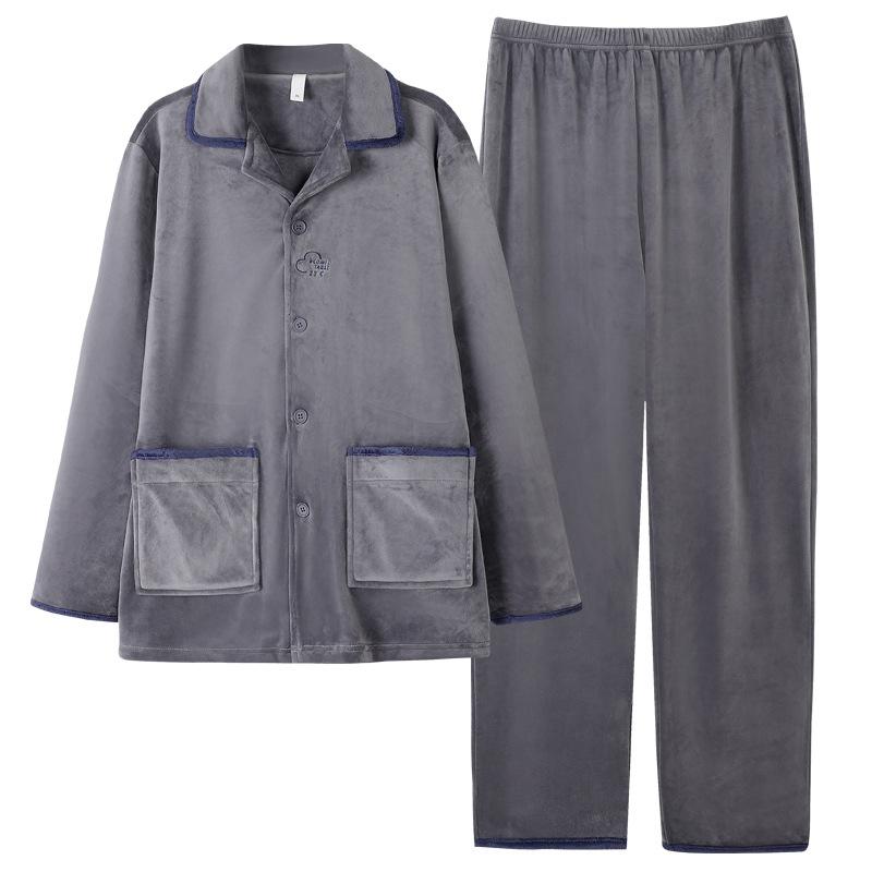 Flannel Pajamas Men'S Autumn And Winter Island Fleece Large Size Coral Fleece Winter Loungewear Set