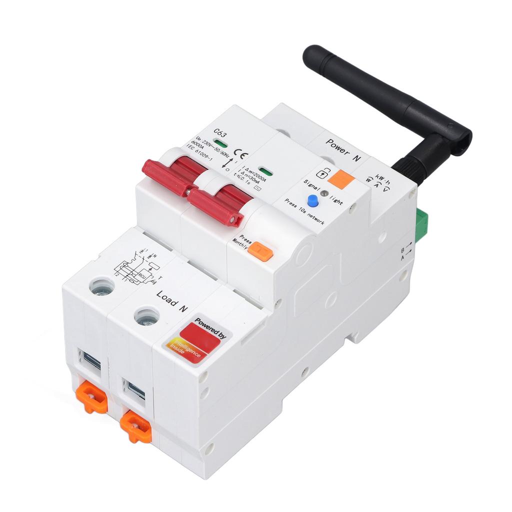 Smart Circuit Breaker WIFI 2P 63A APP Remote Control Metering Circuit Breaker for Tuya AC230V