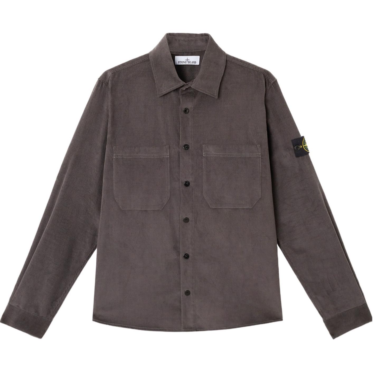 

Stone Island Ss25 Solid Logo Badge Metal Dark Button Corduroy Long Sleeve Shirt Men shirts Carbon-Grey K1S1512001-13S0144-V0065 M