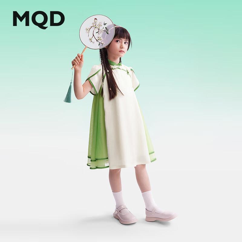 MQD Girls  2024 Summer Sweet Mesh Chinese Style Qipao Dress 150cm