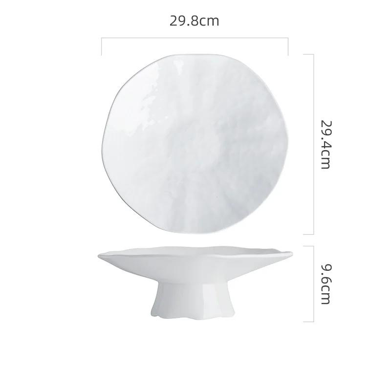Ceramic Plate High Footed Dessert Plate Snack Plates Salad Plates Pasta Dish Serving Plate Molecular Cuisine Kitchen Tableware