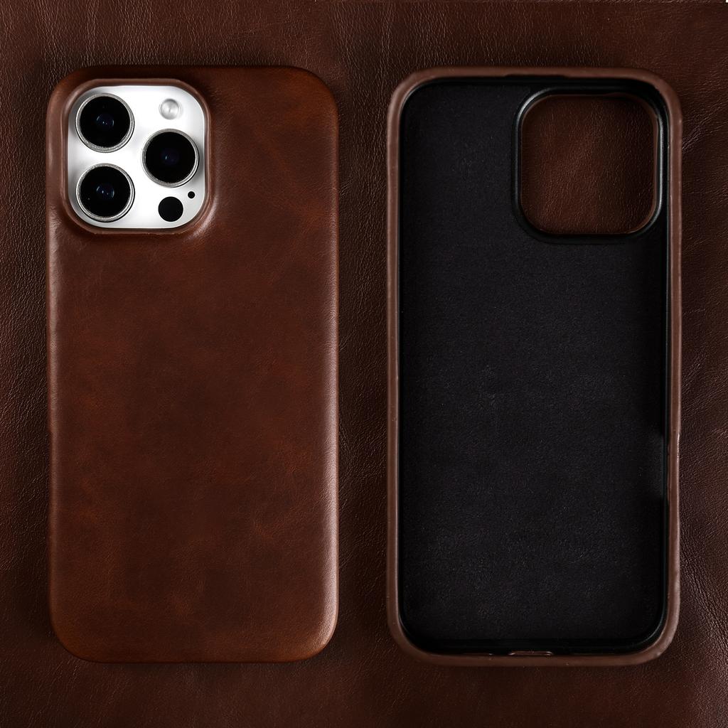 Retro For Iphone 16 Pro Max 15pro 14 13 11 Case Luxury Genuine Leather Cases for Iphone15 Vintage Back Cover Phone Cases Fundas