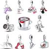 925 Copper Sports & Leisure Coffee Cup Goblet Headset Camera Records Life Happy Beads Fit Pantaro Charms Bracelet Women Zircon