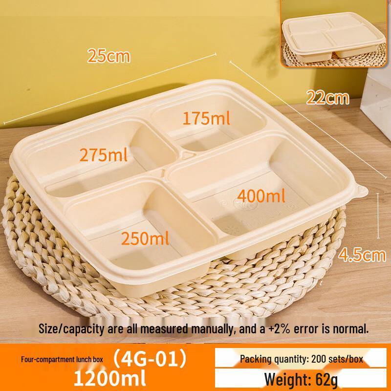 Degradable Corn Starch Disposable Multi-Compartment Takeaway Boxes