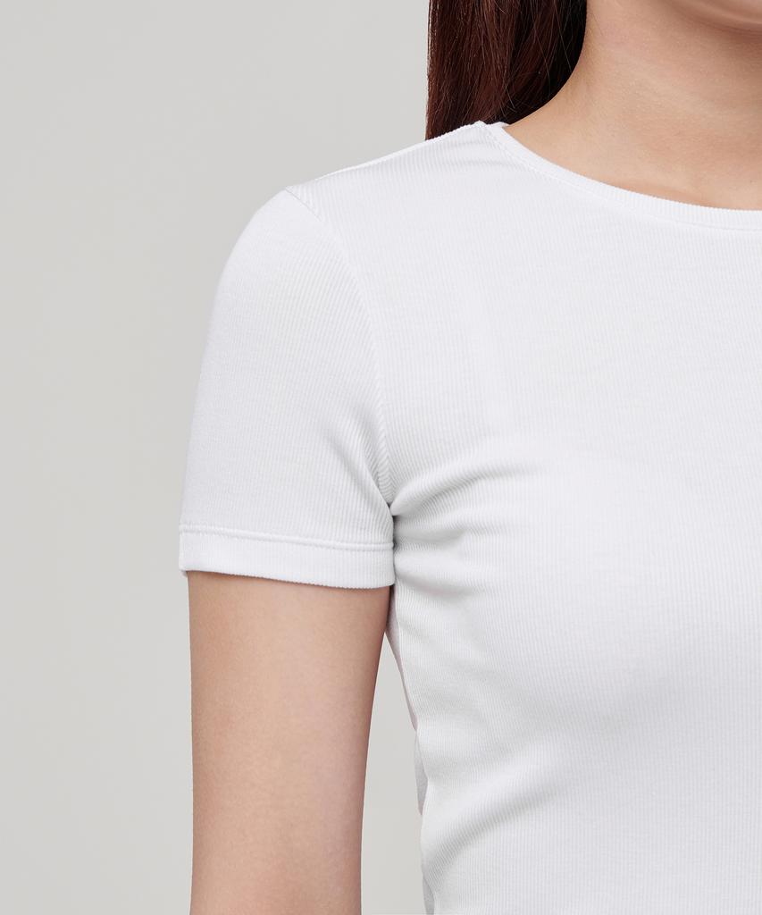 MUSINSA STANDARD WOMAN Women'S Ribbed Slim Fit T-Shirt [White]