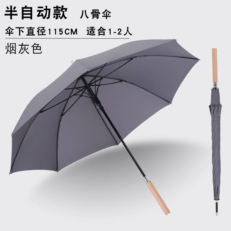 New 8-bone automatic solid wood long-handled straight pole umbrella men's business gift umbrella pattern