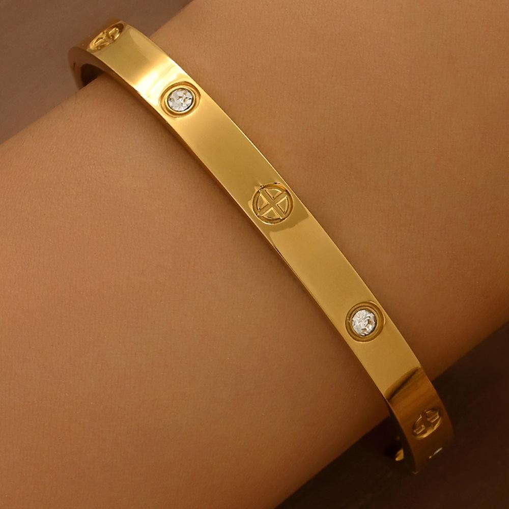 Elegantes Zirkonarmband - Weißer Titanstahl für Damen