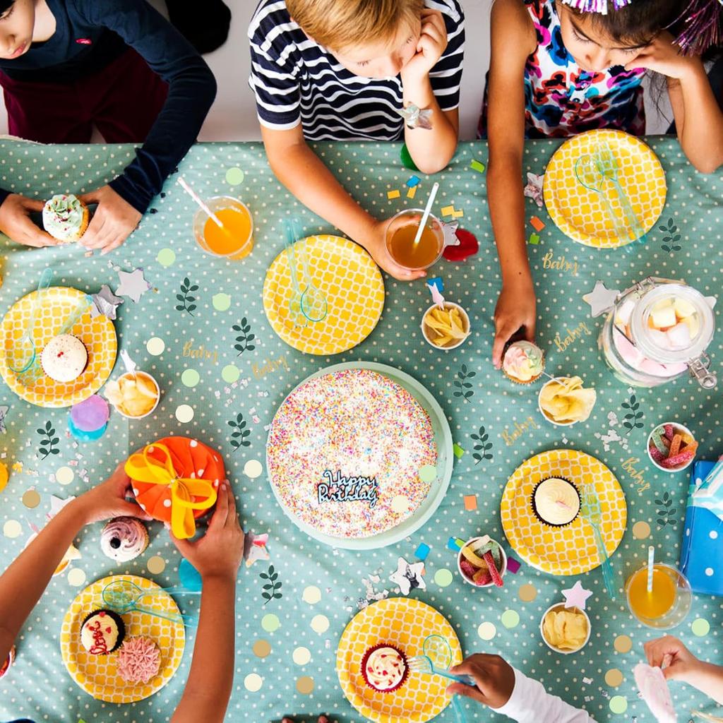 Confetti Tissue Sprinkle - 350 Pcs Baby Shower Decorations - Gold, Ivory, Sage Green Table Scatter for Ice Cream Theme Party & Wedding