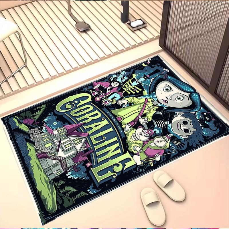 Coraline Print Rug, Washable Floor Carpet, For Entryway Dorm Laundry Room Office Study, Home Decor Birthday Christmas Gift
