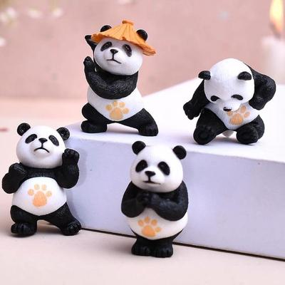 New Panda Miniature Unique Gifts for Girlfriend and Boyfriend Resin Panda Miniature Valentine Decoration Items (4 Pieces)