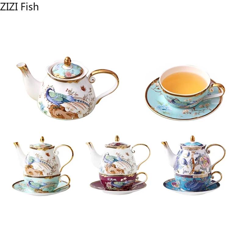 Phoenix Bone China Cup&saucer Exquisite Gold-plated Coffee Mug Dining Table Milk Mugs Afternoon Tea Teacup Fruits Juice Cup