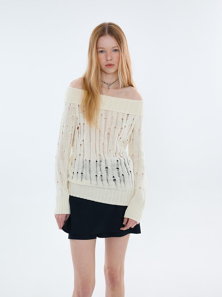 LUVM Off Shoulder Knit Pullover_Cream