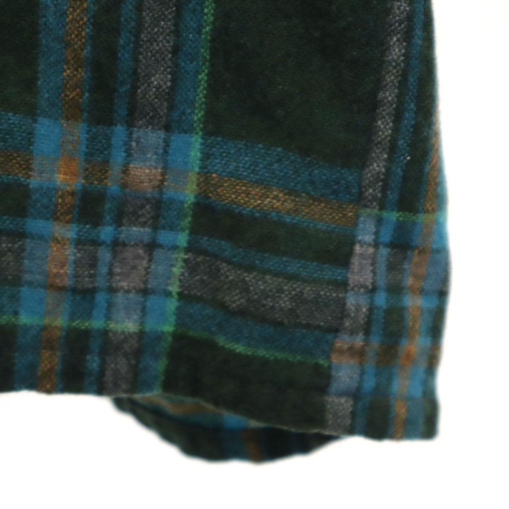 VINTAGE 70s wool blend Check Pattern Long sleeve Open collar shirt Men's Used