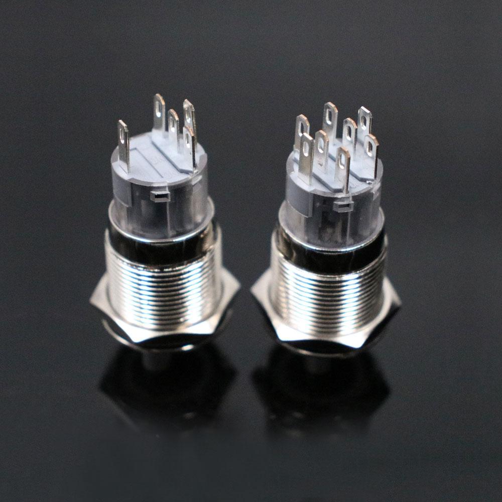 19mm Self-return Self-locking Fixation Waterproof DPDT Illuminated Metal Selector Rotary Switch 2/3 Position with LED