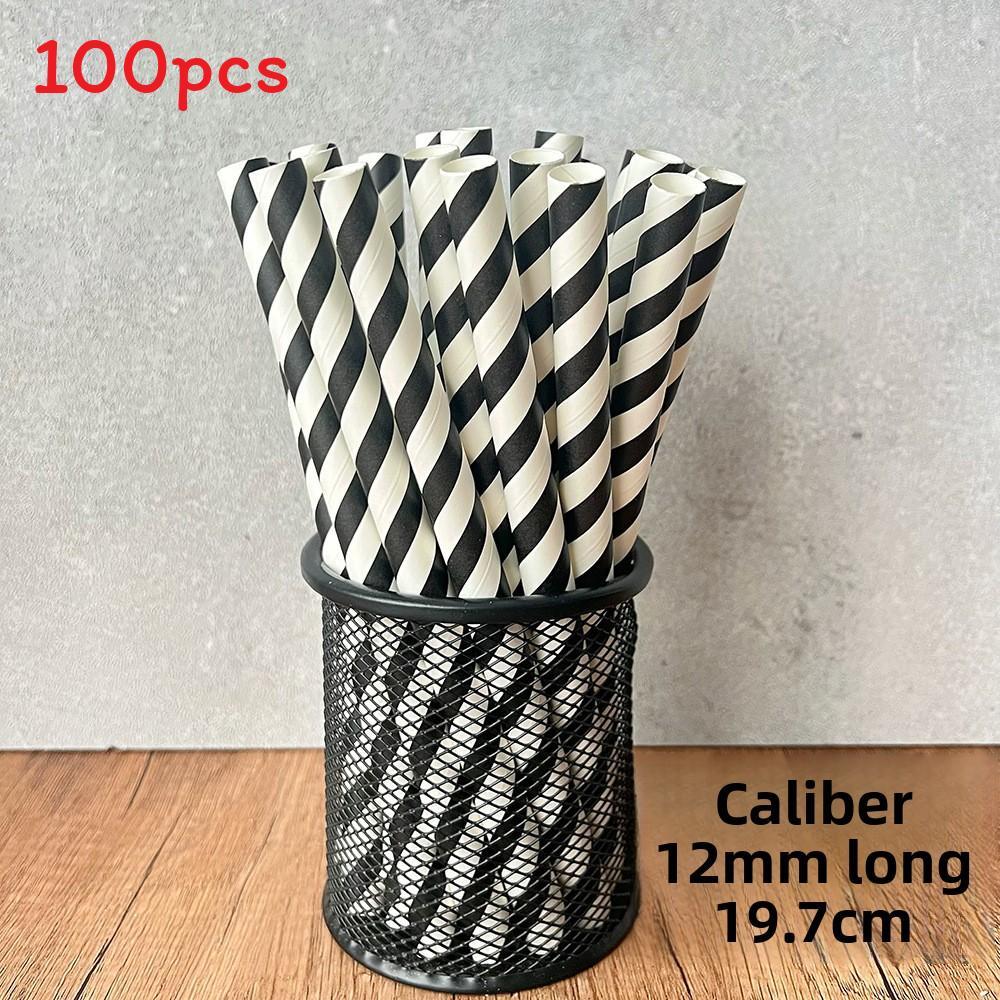 Paper Straws 12mm Degradable Largecapacity Bubble Tea Colorful Party Decor For Cafes