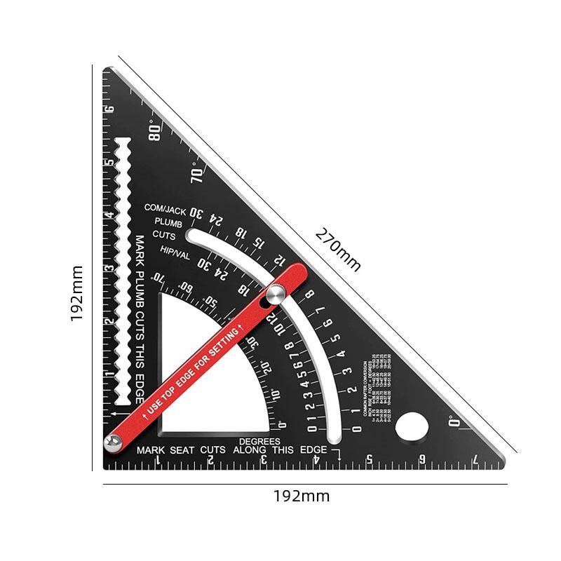 1pc 7.5 Inch Metric OR Imperial Aluminum Alloy Triangle Ruler Woodworking Adjustable 45° 90° Protractor Carpentry accessories