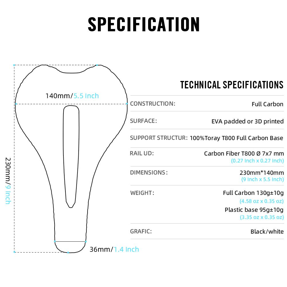 RYET Carbon 3D Printed Saddle Ultralight 135g 7*7 Bike Seating For Men Women Triathlon Road MTB Mountain Gravel Cycling Parts