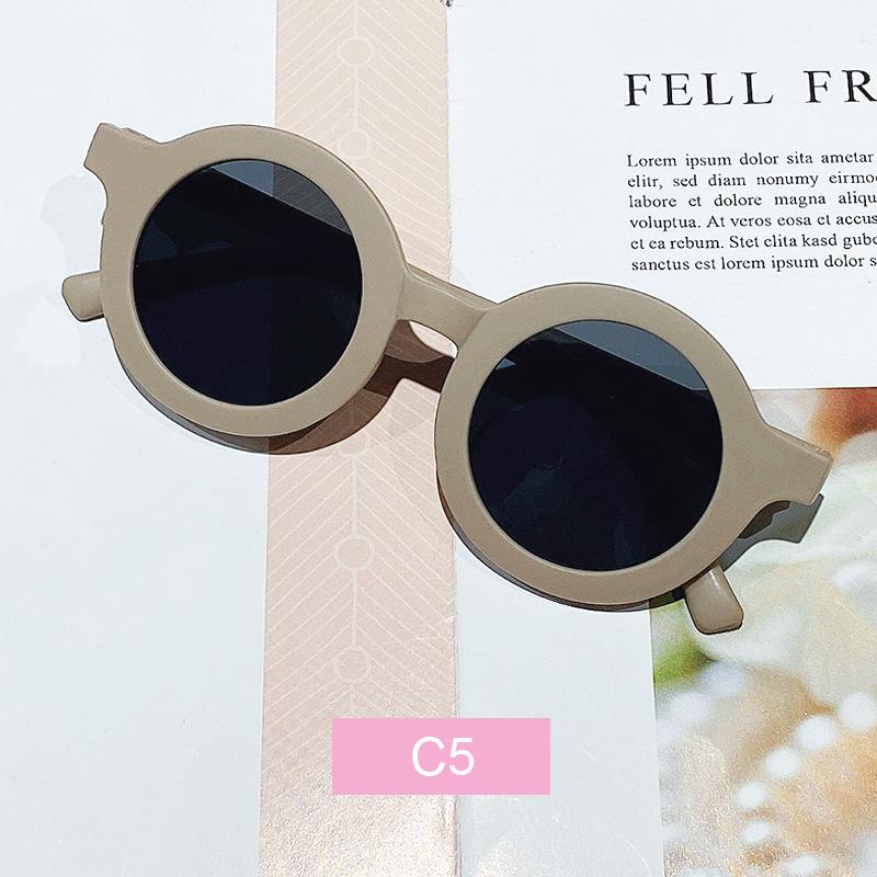 High Quality Durable High Quality Free shipping children's color round frame light PC cute small face sunglasses