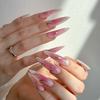 24 Stück Lange Stiletto Press-On Nägel Gradient Pink Weiß Falsche Nägel Spitzen DIY Maniküre Falsche Nägel Für Mädchen
