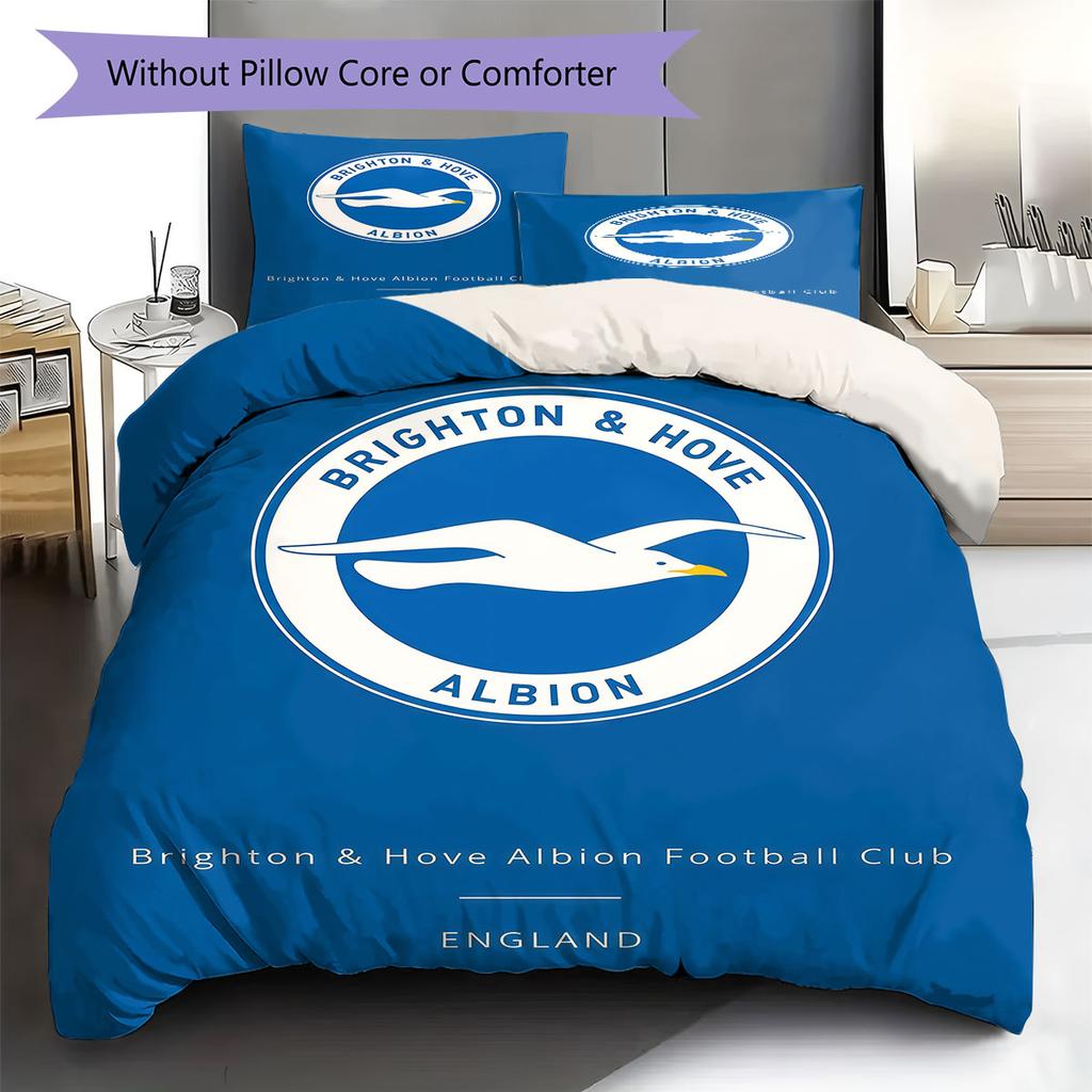 Brighton & Hove Albion Pattern Bedding,Quilt Set Quilt Cover Pillowcase Home Birthday Gift(1 * Duvet Cover + 2 * Pillowcase, Without Core)