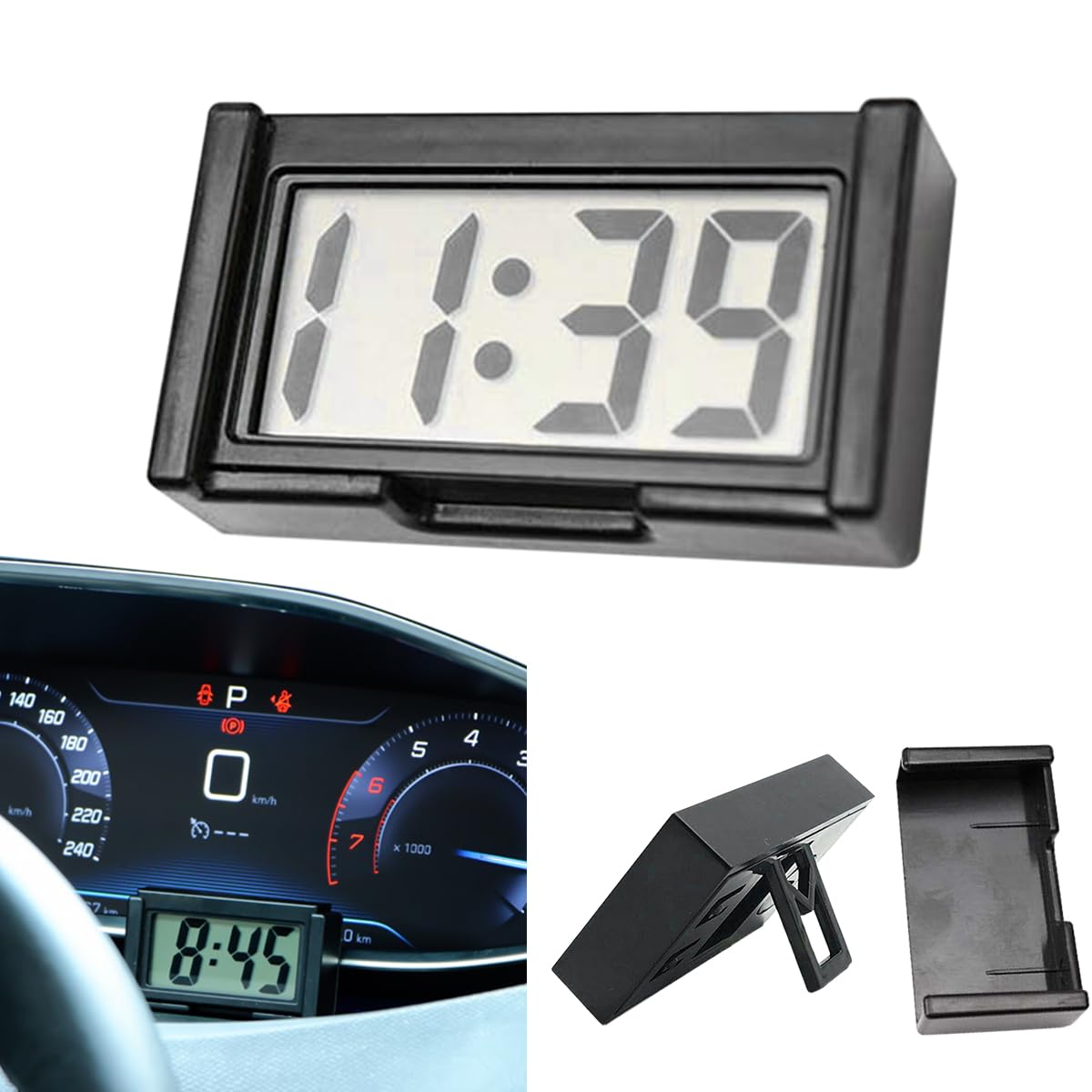Car Clock, Small Digital Clock, Car Electronic Clock, Sticky Type, чёрный