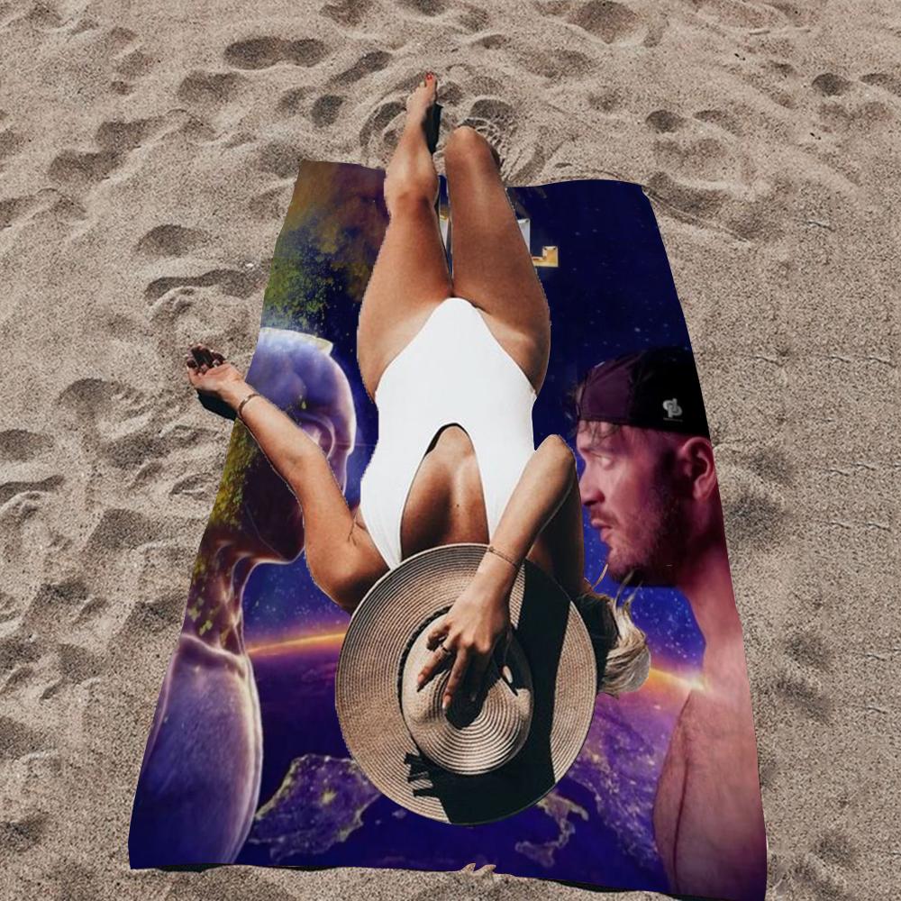Tapis de plage imprimé L-LOL de l'album musical Rapper JuL, serviette douce absorbante pour l'alpinisme, le yoga, la plage, la course à pied, les abdominaux