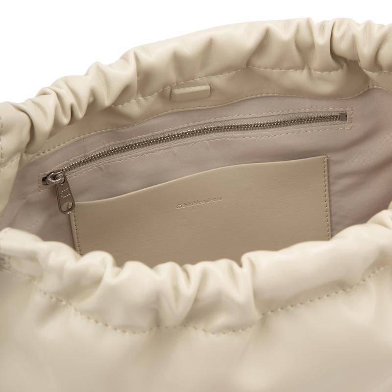 Calvin Klein Vintage Casual Commuter Pleated Drawstring Cloud Bag Women Shoulder Bag Khaki Beige 4K3027G-PD7