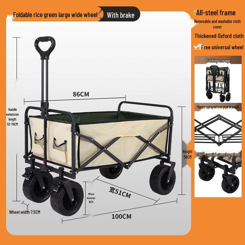 2025 Foldable Outdoor Camping Cart - Lightweight Picnic and Campsite Trolley