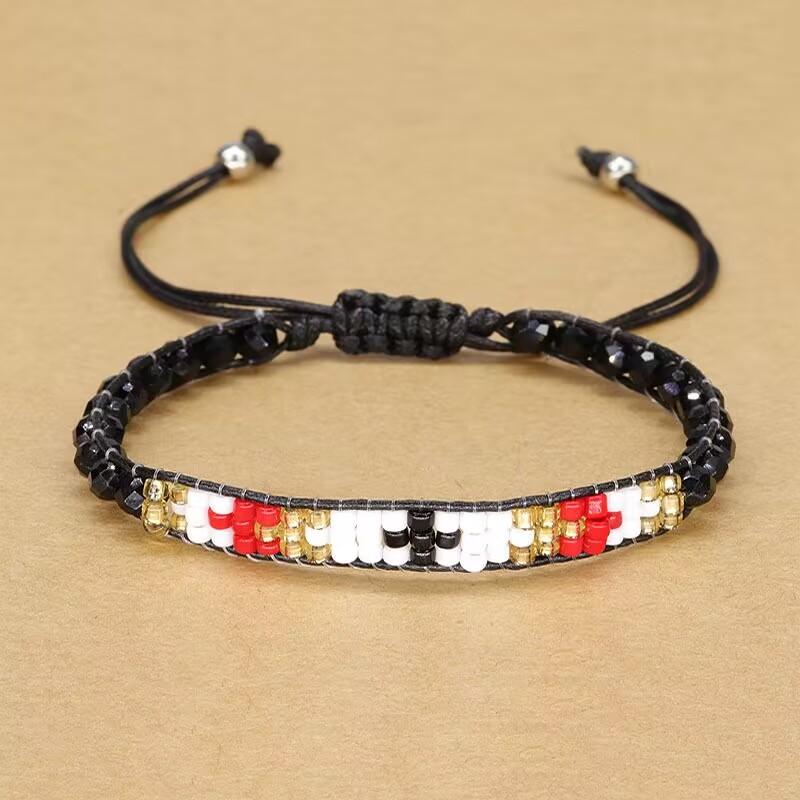 Handmade Woven Bracelets Boho Multicolored faceted Glass Beads Woven Bracelet Women Men Boho Handmade Chic Jewelry
