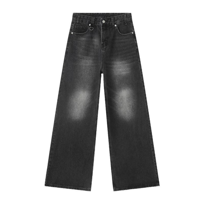 JYL Unisex Wide-Leg Jeans Vintage Loose Floor-Length Casual Denim Trousers