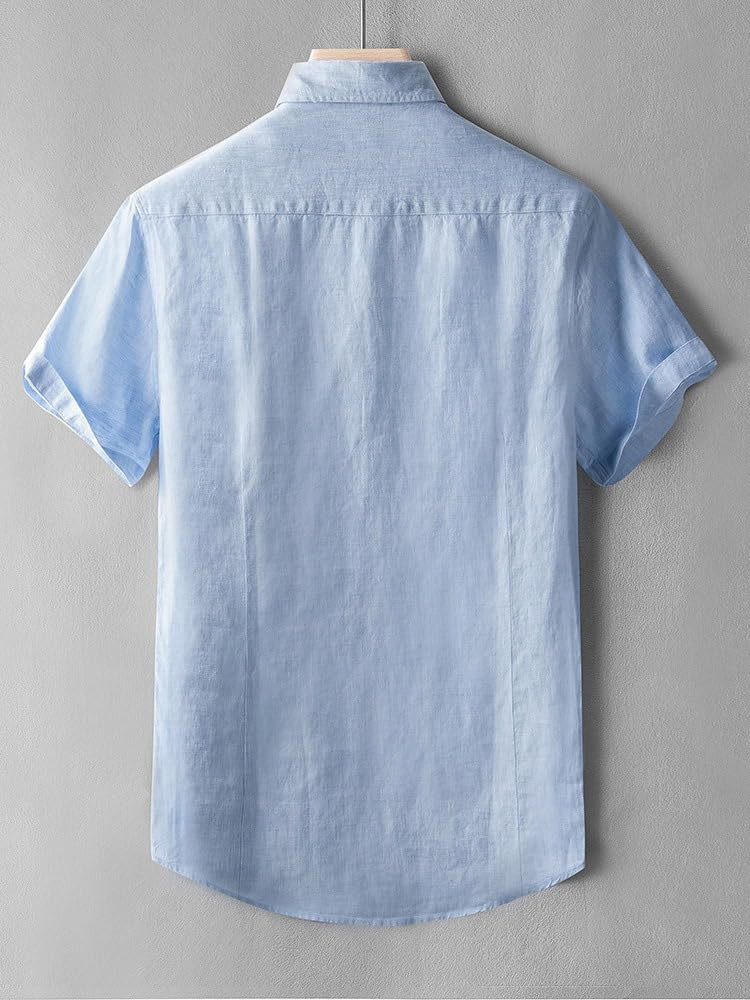 Linen Long Sleeve High DSS125 [East Rain] 100% Shirt, Men's Button-Down, Cool, Breathable, Lightweight, Sleeve/Short 2-Way, Quality, Natural, Plain,