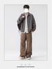 Men's American Retro Versatile Loose Jacket - Autumn Solid Color Fashion with Simple Lapel and Zipper