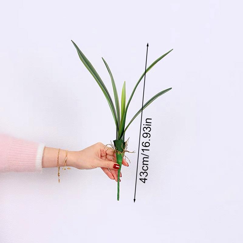 

1 шт. Искусственный цветок, украшение торгового центра, мягкая резина, домашний декор, имитация зеленых растений, сделай сам, искусственные листья цимбидиума, пластик S
