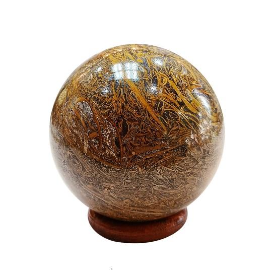 Polished Reiki Healing Stone Sphere, Natural Crystal Spheres Mariam Jasper with Stand,