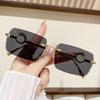 Quadratischer Rahmen Schnittkante Sonnenbrille Mode Ring Leopardenkopf Metall Trendig Foto Sonnenschutzbrille 90262