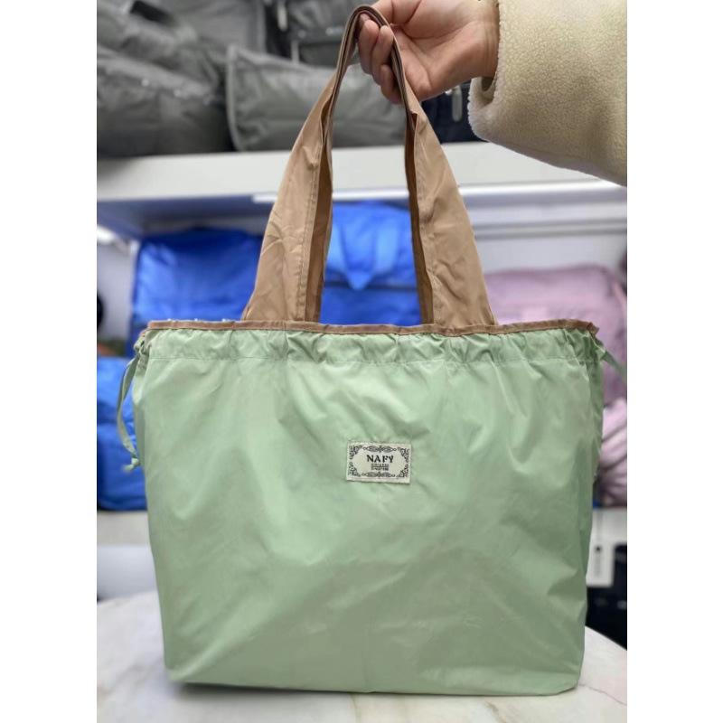 Large Capacity Foldable Shopping Tote with Drawstring