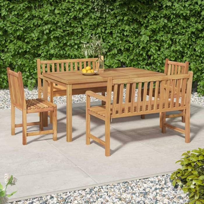 VidaXL Ensemble à manger de jardin 5pcs Bois de teck massif, meubles de jardin, meubles d'extérieur, table et chaise de 3157155
