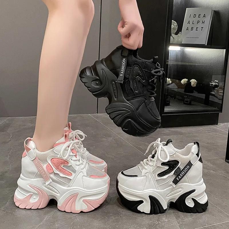 Fashion 2024 Women High Platform Sneakers New Summer Spring Non-slip breathable Shoes 10CM Thick Sole Casual Shoes Dad Sports Sneakers