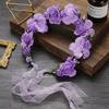 Women Flower Hairband Lace Up Adjustable Anti-slip Princess Style Fairy Girls Flower Children Wreath Photo Prop Bridal Wedding Headband Flower Crown
