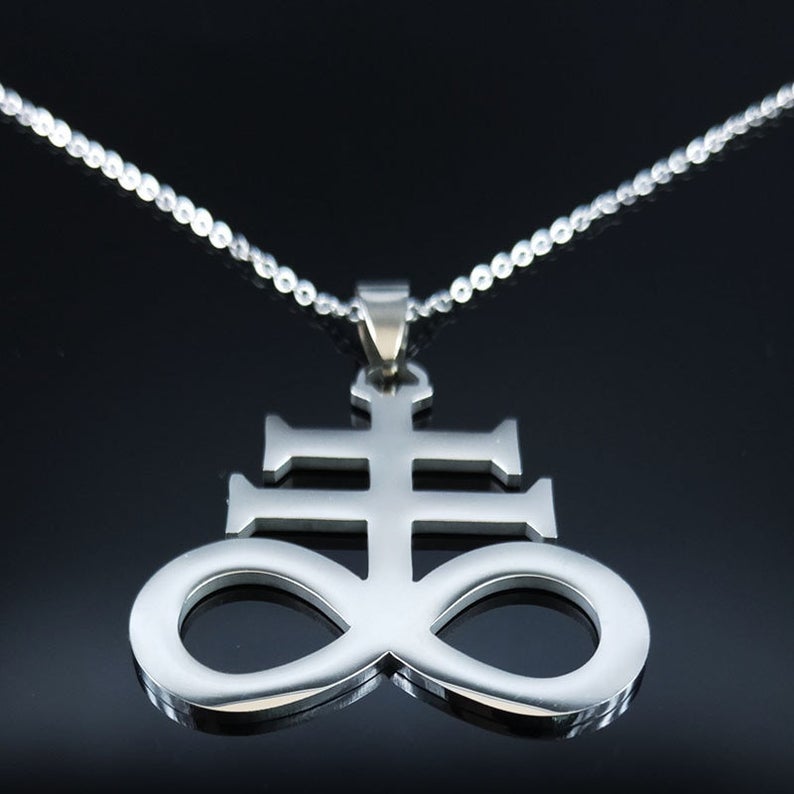Leviathan Cross Sigil of LUCIFER Necklace Satanic Symbol Stainless Steel Pagan Sulfur Sign Alchemical Sulphur Leviathan Demon Sigil