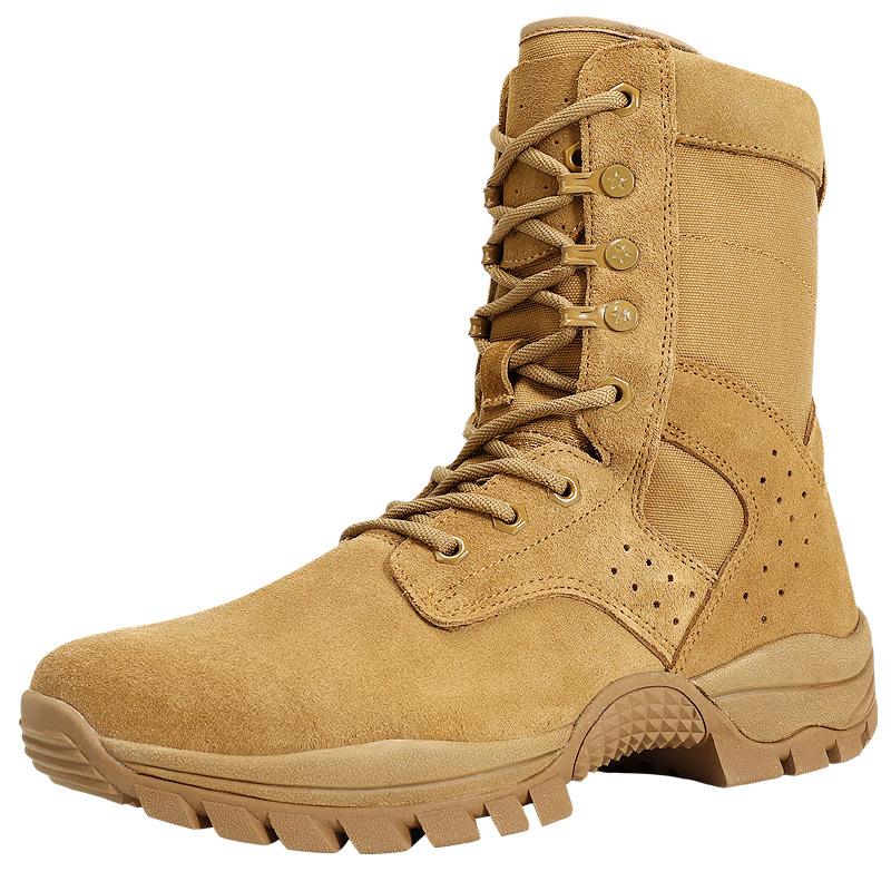 European and American New Combat Training Boots Men's Brown Boots Non-slip Training Boots Wear-resistant Leather Boots Outdoor Combat Boots