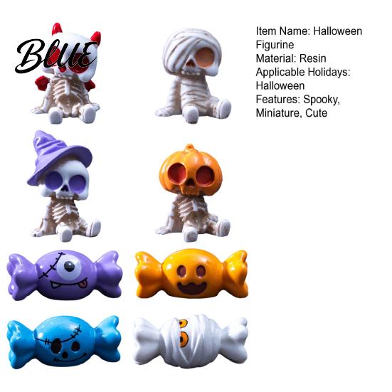 Small Ghost Skeleton Ornaments 8 Pcs Halloween Mini Resin Figurines Tiny Spooky Zombie Candy Themed Statue for Crafts Party Favors Fairy