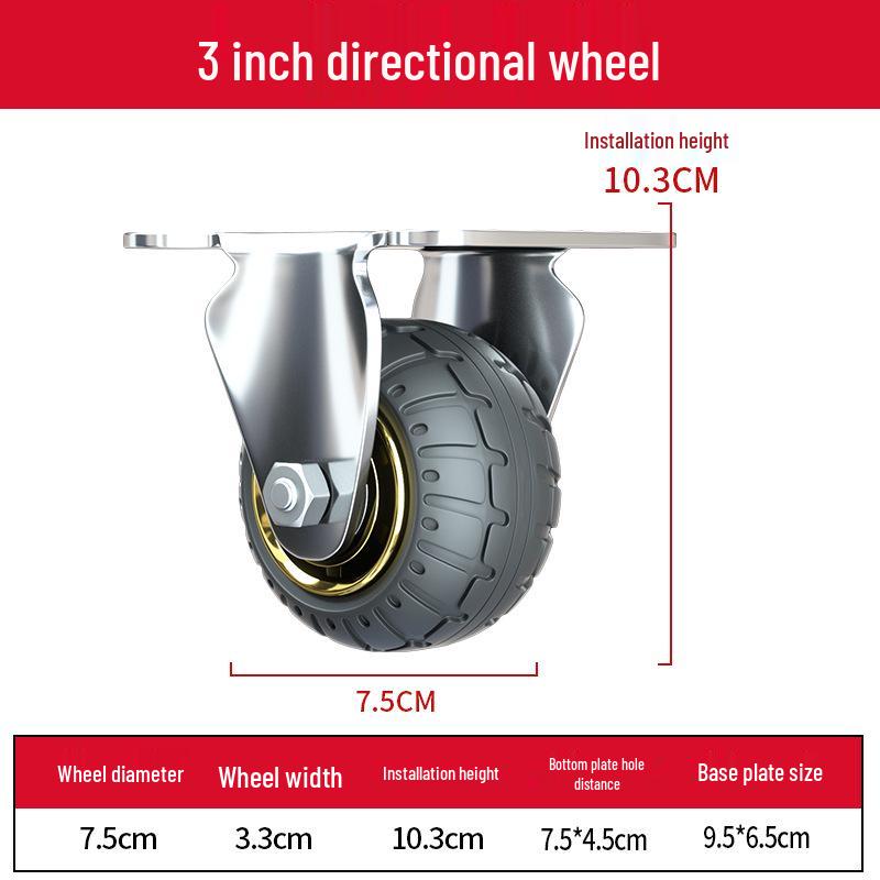 3-Inch Heavy Duty Swivel Wheel Hand Truck with Brake and Silent Rubber Casters