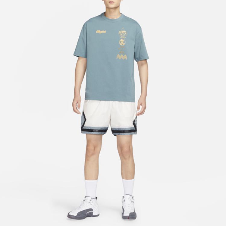 Jordan Minimalist Alphabet Logo Print Crew Neck T-Shirt Men Tops Mineral-Slate-Blue DV3076-384