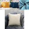 Luxurious 45x45cm Pom-poms Cushion Cover In Soft Velvet For Elegant Home Dcor
