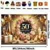 2D Elegant 50th Birthday Photography Backdrop, Rose Gold Floral Background