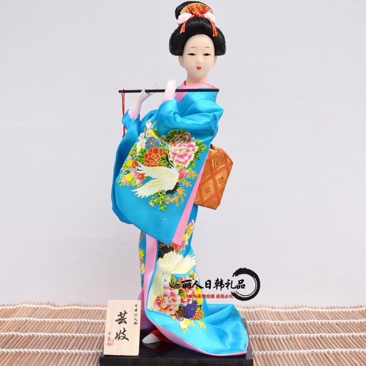 12 Inch Japanese Geisha Kimono Doll, Traditional Maiko Figurine for Sushi Bar Decor & Oriental Home Accent, Artisan Gift