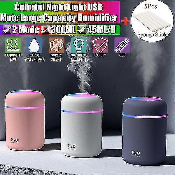 New Upgrade Large Capacity 300ml Humidifier With Colorful Light Usb