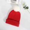 Plush Solid Color Ball Knitted Cap Breathable For Fall Season Gift Fashion