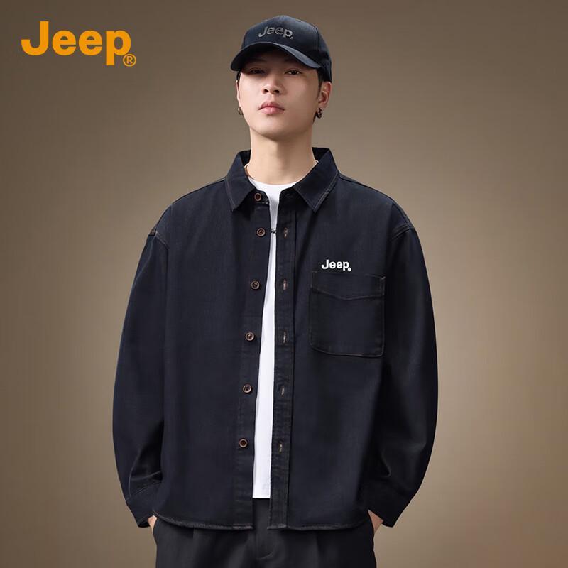 JEEP Men's Relaxed Fit Denim Long-Sleeve Shirt Jacket